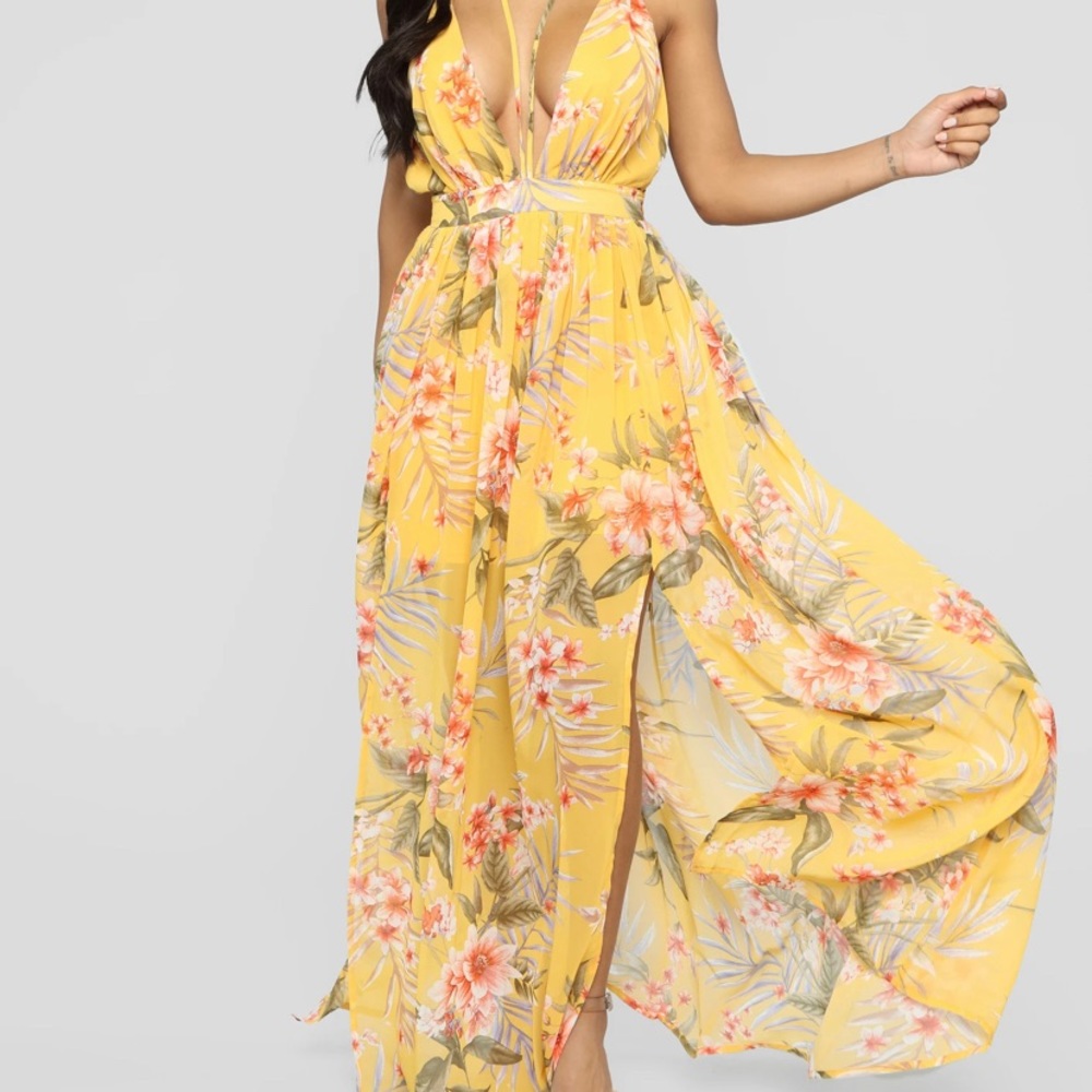 Last Kiss Maxi Dress - Mustard/Combo